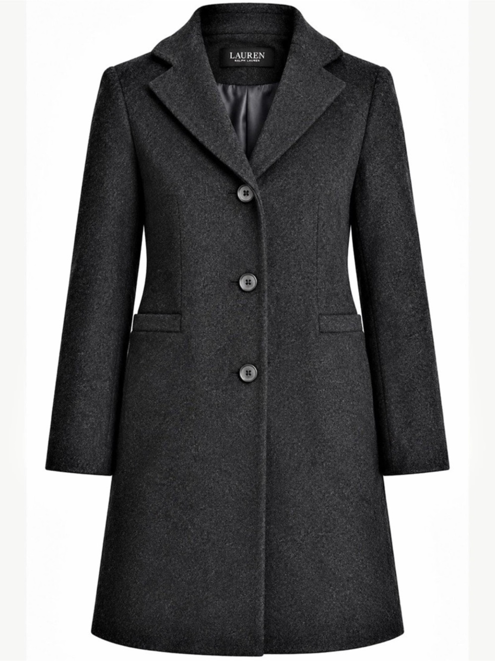 Lauren Ralph Lauren Welt Pocket Reefer Coat Charcoal NWT